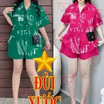 Đồ bộ quần đùi áo sơ mi tay ngắn cổ bẻ in số 95
