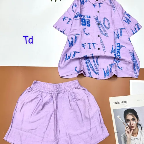 Đồ bộ quần đùi áo sơ mi tay ngắn cổ bẻ in số 95