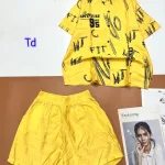Đồ bộ quần đùi áo sơ mi tay ngắn cổ bẻ in số 95