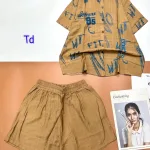 Đồ bộ quần đùi áo sơ mi tay ngắn cổ bẻ in số 95