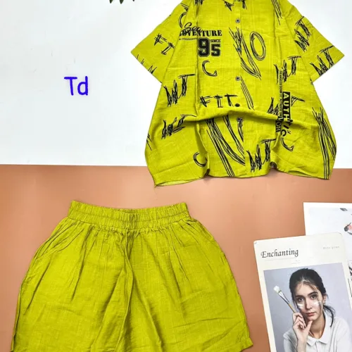 Đồ bộ quần đùi áo sơ mi tay ngắn cổ bẻ in số 95