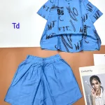 Đồ bộ quần đùi áo sơ mi tay ngắn cổ bẻ in số 95
