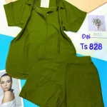 Đồ bộ quần đùi áo sơ mi tay ngắn cổ bẻ trơn