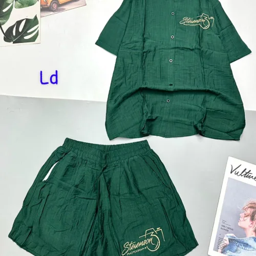 Đồ bộ quần đùi áo sơ mi tay ngắn in chữ kiểu