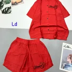 Đồ bộ quần đùi áo sơ mi tay ngắn in chữ kiểu