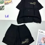 Đồ bộ quần đùi áo sơ mi tay ngắn in chữ kiểu