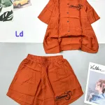 Đồ bộ quần đùi áo sơ mi tay ngắn in chữ kiểu