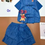 Đồ bộ quần đùi áo sơ mi tay ngắn in hình gấu Pooh