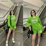 Đồ bộ quần đùi áo tay dài in nhiều chữ