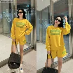 Đồ bộ quần đùi áo tay dài in nhiều chữ