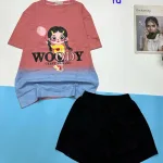 Đồ bộ quần đùi áo tay ngắn 2 màu in chữ WOODY