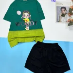 Đồ bộ quần đùi áo tay ngắn 2 màu in chữ WOODY
