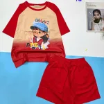 Đồ bộ quần đùi áo tay ngắn 2 màu in hình bé gái