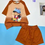Đồ bộ quần đùi áo tay ngắn 2 màu in hình bé gái
