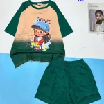 Đồ bộ quần đùi áo tay ngắn 2 màu in hình bé gái