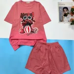 Đồ bộ quần đùi áo tay ngắn 2 màu in hình chú chó