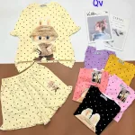 Đồ bộ quần đùi áo tay ngắn chấm bi thỏ bèo