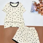 Đồ bộ quần đùi  áo tay ngắn gân xin in nhiều nơ nhỏ