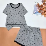 Đồ bộ quần đùi  áo tay ngắn gân xin in nhiều nơ nhỏ