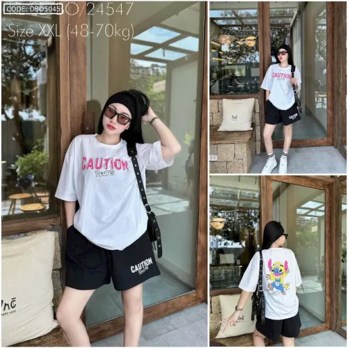 Đồ bộ quần đùi áo tay ngắn in