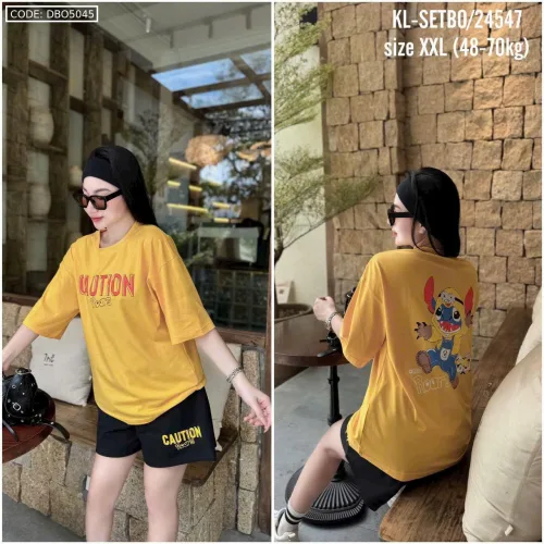 Đồ bộ quần đùi áo tay ngắn in