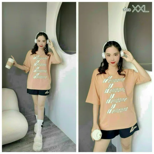 Đồ bộ quần đùi áo tay ngắn in chữ