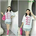 Đồ bộ quần đùi áo tay ngắn in chữ