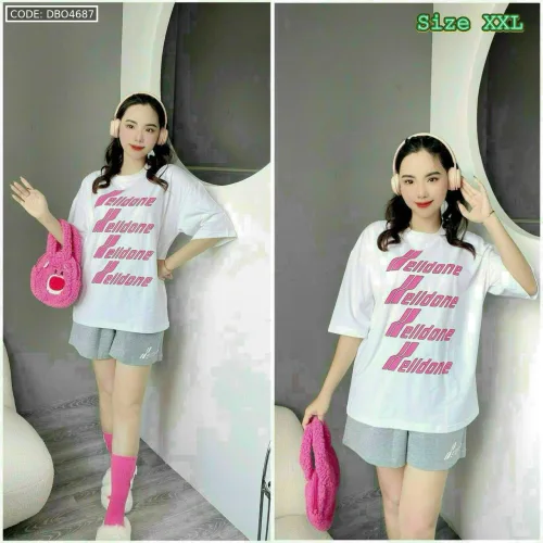 Đồ bộ quần đùi áo tay ngắn in chữ
