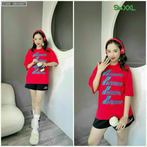 Đồ bộ quần đùi áo tay ngắn in chữ