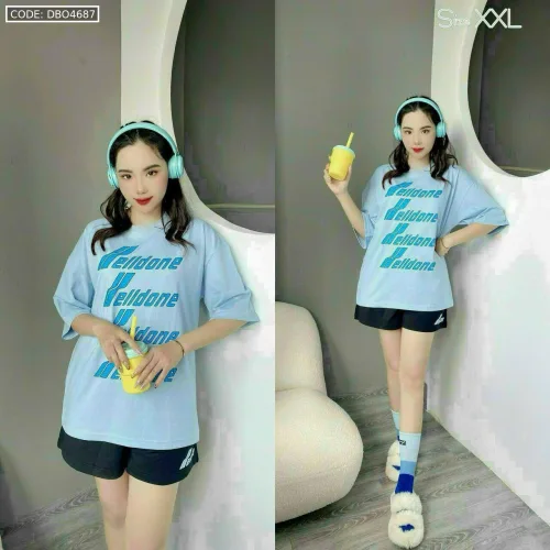 Đồ bộ quần đùi áo tay ngắn in chữ