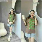Đồ bộ quần đùi áo tay ngắn in chữ