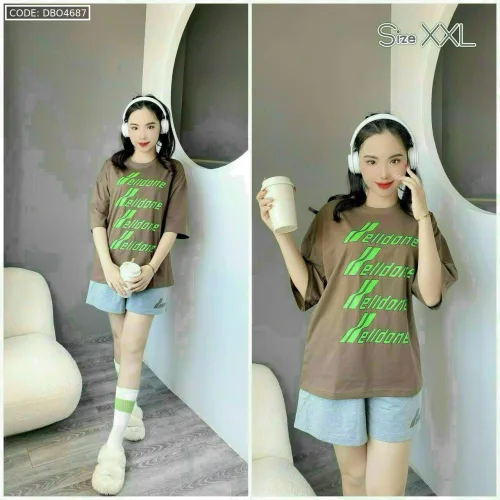 Đồ bộ quần đùi áo tay ngắn in chữ