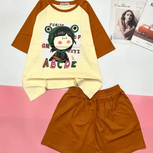 Đồ bộ quần đùi áo tay ngắn in chữ ABC