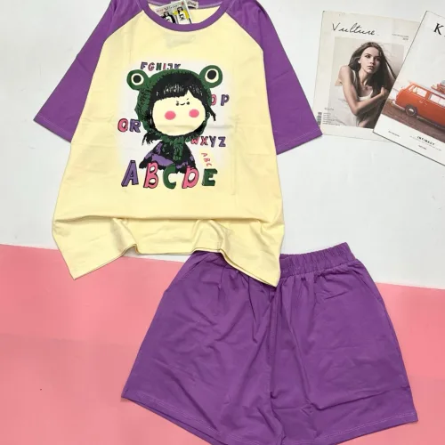 Đồ bộ quần đùi áo tay ngắn in chữ ABC