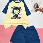Đồ bộ quần đùi áo tay ngắn in chữ ABC