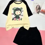 Đồ bộ quần đùi áo tay ngắn in chữ ABC