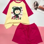 Đồ bộ quần đùi áo tay ngắn in chữ ABC