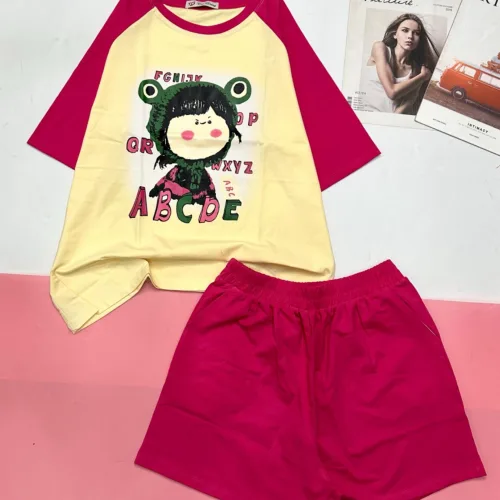 Đồ bộ quần đùi áo tay ngắn in chữ ABC