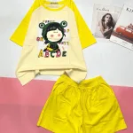 Đồ bộ quần đùi áo tay ngắn in chữ ABC