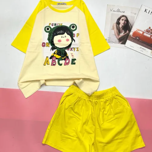 Đồ bộ quần đùi áo tay ngắn in chữ ABC