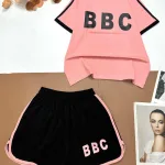 Đồ bộ quần đùi áo tay ngắn in chữ BBC
