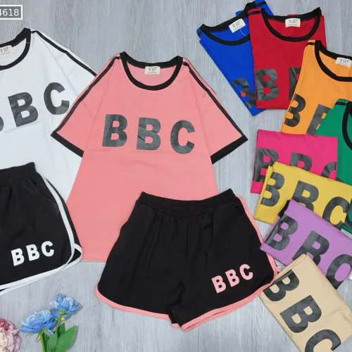 Đồ bộ quần đùi áo tay ngắn in chữ BBC