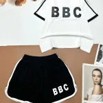 Đồ bộ quần đùi áo tay ngắn in chữ BBC