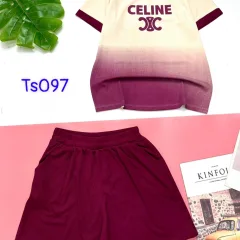 Đồ bộ quần đùi áo tay ngắn in chữ CELINE