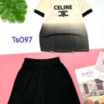 Đồ bộ quần đùi áo tay ngắn in chữ CELINE
