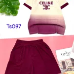 Đồ bộ quần đùi áo tay ngắn in chữ CELINE