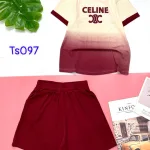 Đồ bộ quần đùi áo tay ngắn in chữ CELINE
