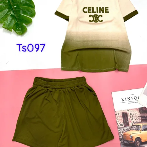 Đồ bộ quần đùi áo tay ngắn in chữ CELINE