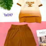 Đồ bộ quần đùi áo tay ngắn in chữ CELINE