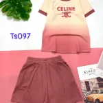 Đồ bộ quần đùi áo tay ngắn in chữ CELINE
